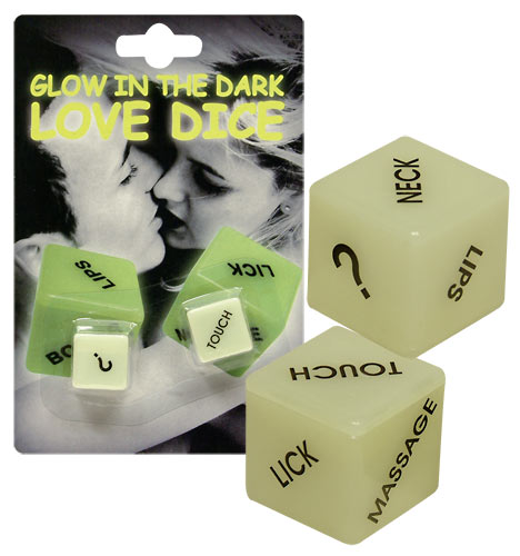 Glow in the dark Love Dice kondomsjov.dk